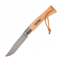 Нож OPINEL №7, нержавеющая сталь, рукоять из бука, с кожаным темляком Нож OPINEL №7, нержавеющая сталь, рукоять из бука, с кожаным темляком